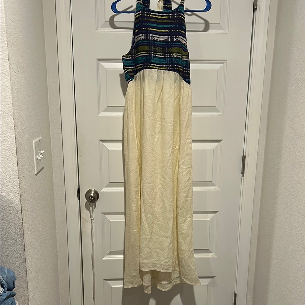 Striped Multicolor Top with Cream Maxi Dress